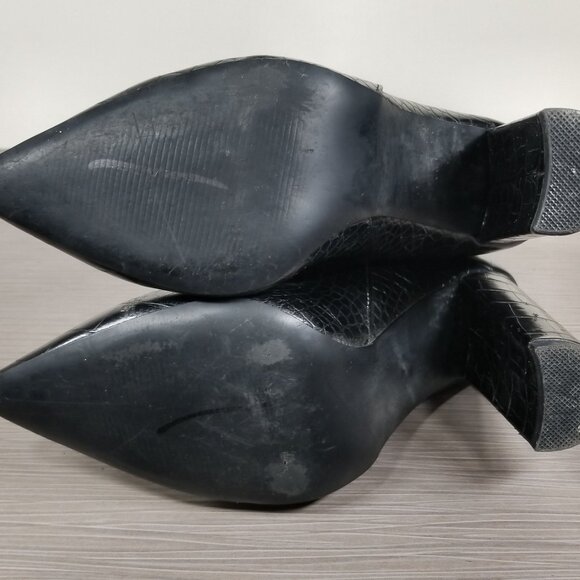 Steve Madden Triumph Croc-Embossed Boots, Black Faux Leather, Womens Size 8 M - Picture 8 of 11